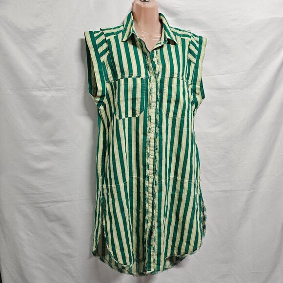 We the Free Stripe Button Up Tunic Dress Women Size XS Cotton - Picture 10 of 14